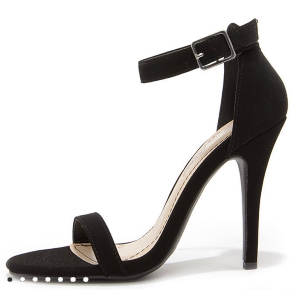 ✖️SOLD✖️ ANNE MICHELLE Enzo Black Nubuck Ankle Strap Heels - Picture 10 of 10